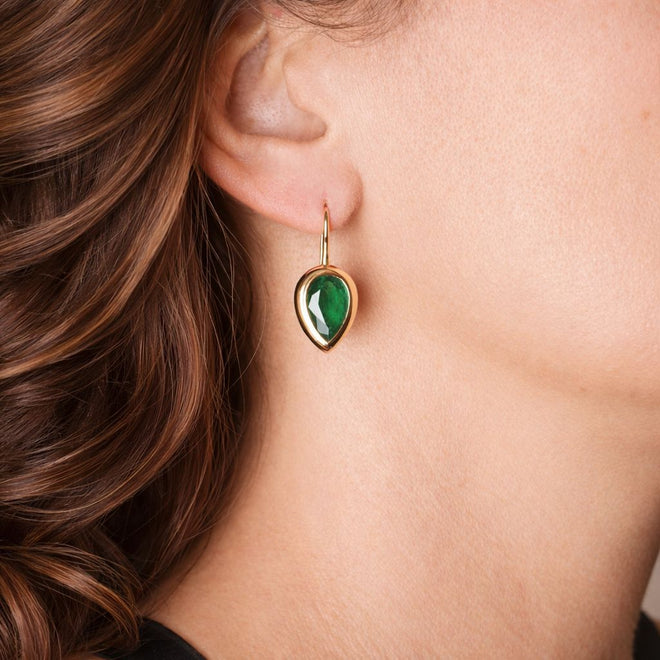 4.386 / 4.214 cts Pear Shape Emerald Earring