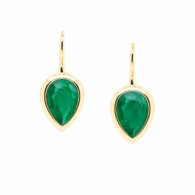 4.386 / 4.214 cts Pear Shape Emerald Earring