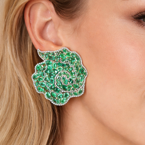 40.98 cts Fancy Shape Emerald Studs