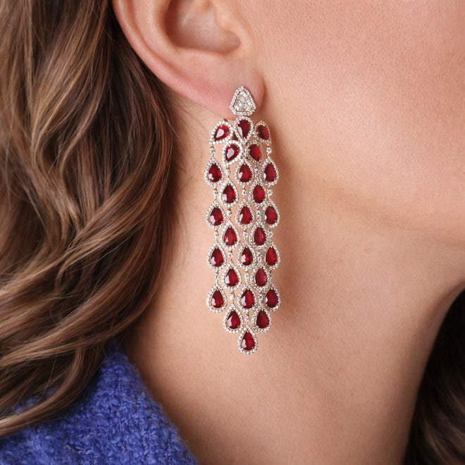 23.31 cts Ruby with Diamond Earrings