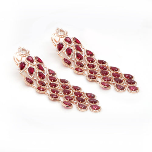 23.31 cts Ruby with Diamond Earrings