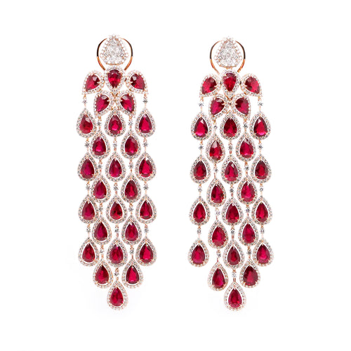 23.31 cts Ruby with Diamond Earrings
