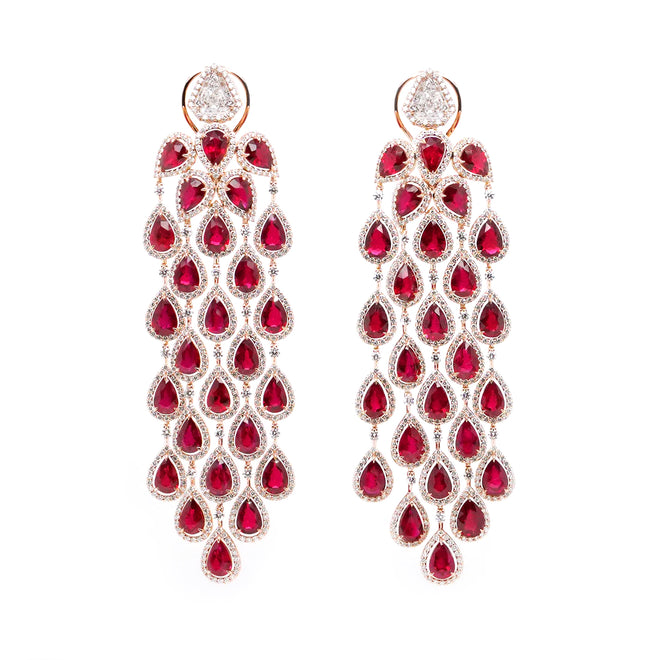 23.31 cts Ruby with Diamond Earrings