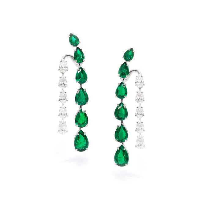 12.63 cts Minor Emerald with Diamond Earrings (ENQUIRE)