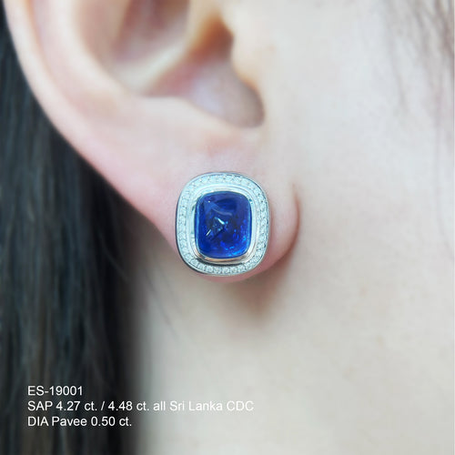 4.48 / 4.27 cts Blue Sapphire Earrings