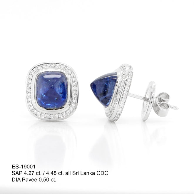 4.48 / 4.27 cts Blue Sapphire Earrings