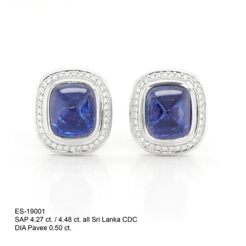 4.48 / 4.27 cts Blue Sapphire Earrings