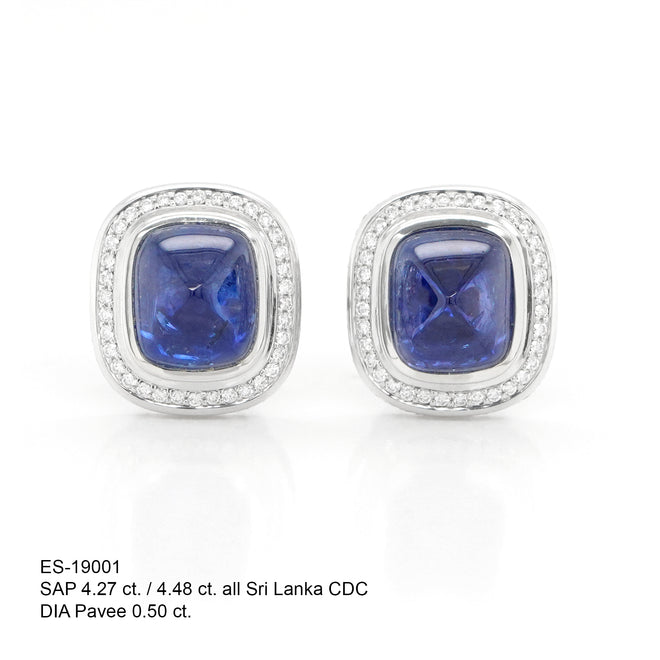 4.48 / 4.27 cts Blue Sapphire Earrings