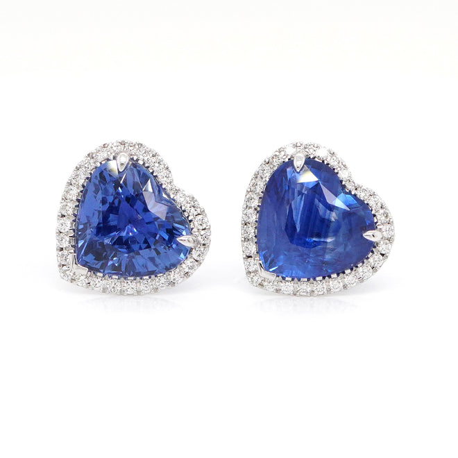  5.14 / 4.71 cts Blue Sapphire Earrings