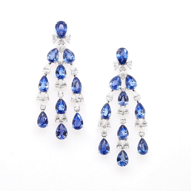 23.43 cts Unheated Blue Sapphire with Diamond Earrings