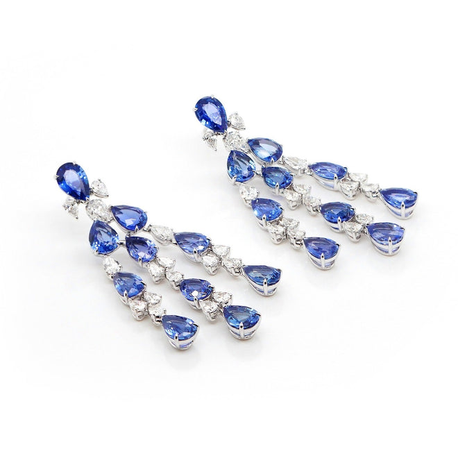  23.43 cts Unheated Blue Sapphire with Diamond Earrings