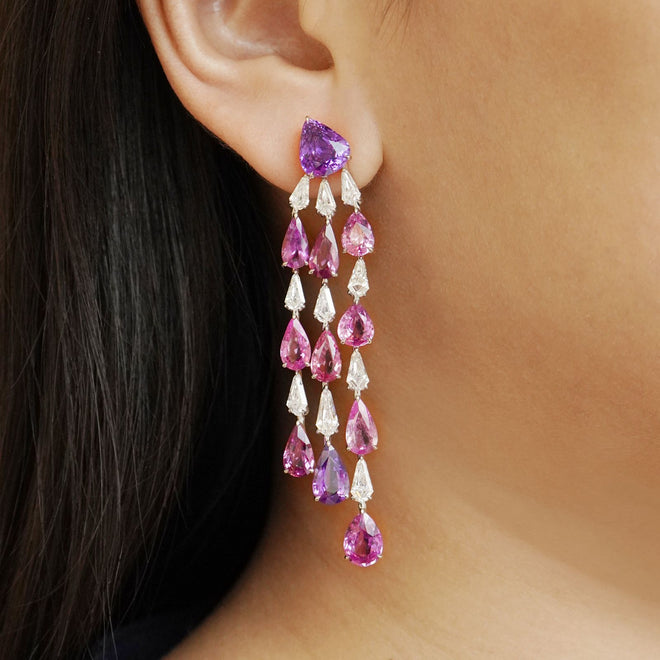 ES-24002-28.961  5.35 cts Unheated Pear Shape Fancy Pink Sapphire Earrings (ENQUIRE)