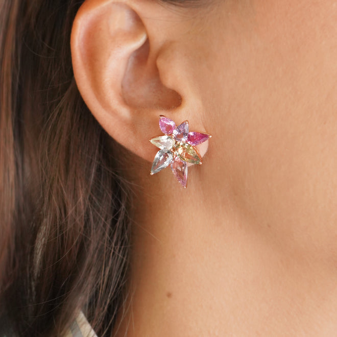 ES-25001 15.69 cts Pear Shape Fancy Mixed Sapphire Earrings