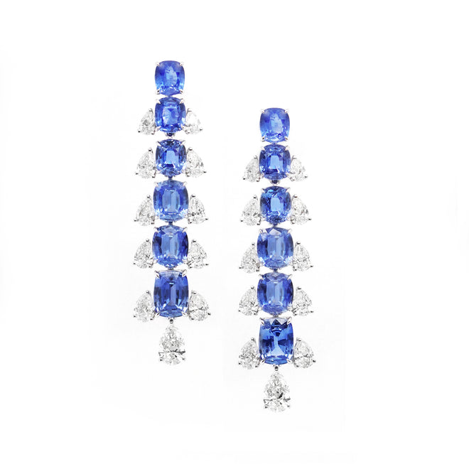 16.90 cts Blue Sapphire Unheated with Diamond Earrings