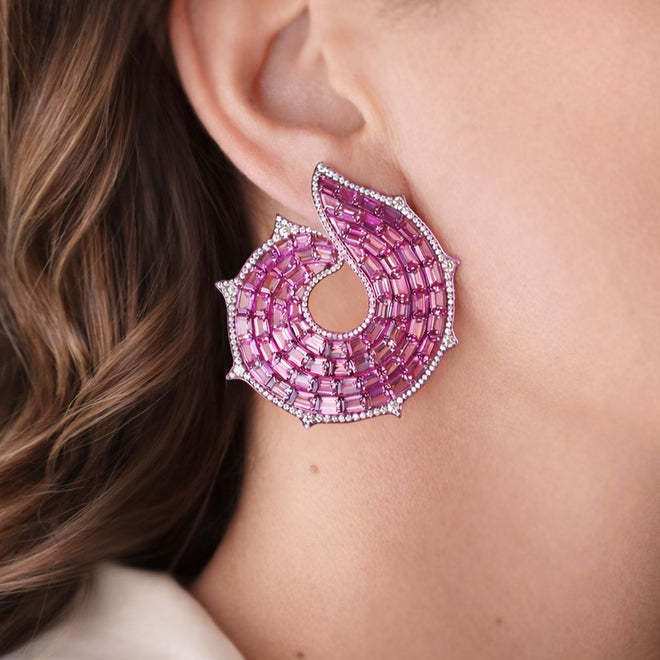 37.86 cts Octagon Titanium Pink Sapphire Earring