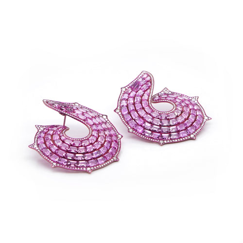 37.86 cts Octagon Titanium Pink Sapphire Earring