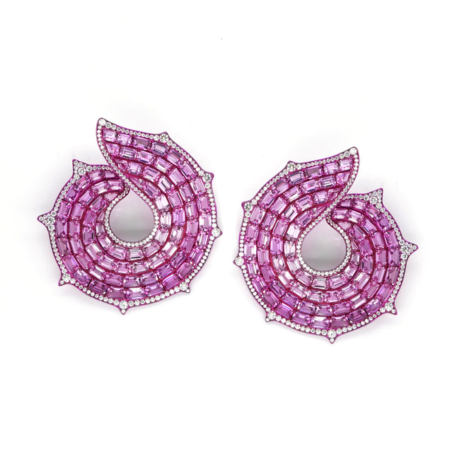 37.86 cts Octagon Titanium Pink Sapphire Earring