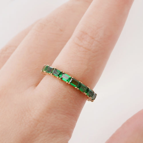 ETN-RG-23008-3.34 cts Octagon Tsavorite Eternity Ring