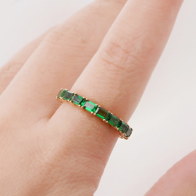 ETN-RG-23008-3.34 cts Octagon Tsavorite Eternity Ring