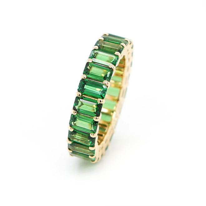 6.41 cts Octagon Tsavorite Eternity Ring