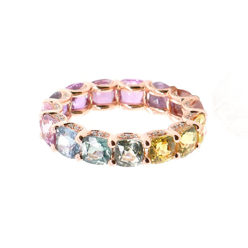ETN-RS-21015 -7.29 cts Unheated Cushion Fancy Sapphire Eternity 