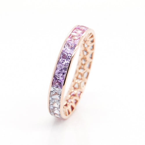 ETN-RS-22041-3.60 cts Princess Fancy Sapphire Eternity Ring