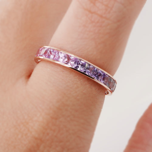 ETN-RS-22041-3.60 cts Princess Fancy Sapphire Eternity Ring