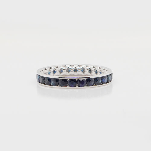ETN-RS-23008-1.88 cts Round Blue Sapphire Eternity Ring