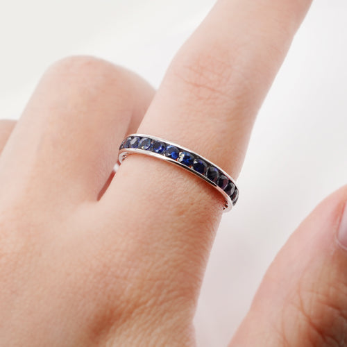 ETN-RS-23008-1.88 cts Round Blue Sapphire Eternity Ring