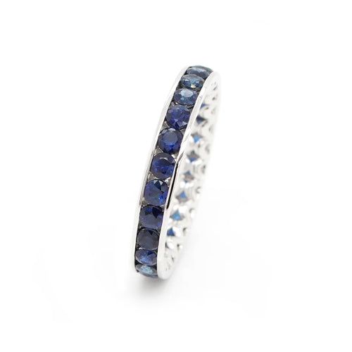 1.88 cts Round Blue Sapphire Eternity Ring