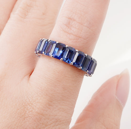 ETN-RS-23019-10.85 cts Octagon Blue Sapphire Eternity Ring