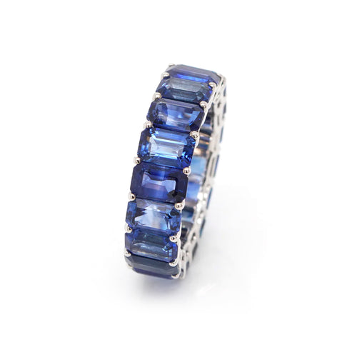 10.85 cts Octagon Blue Sapphire Eternity Ring