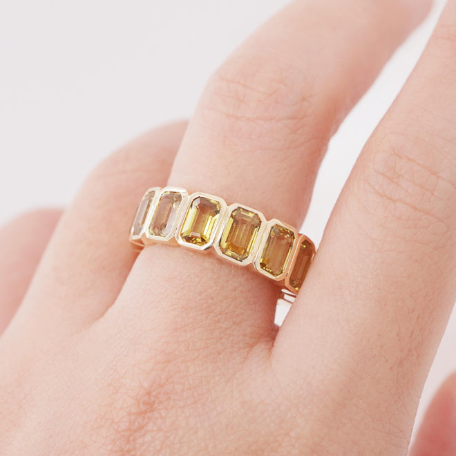 ETN-RS-25005-9.30 cts Octagon Fancy Sapphire Eternity Ring