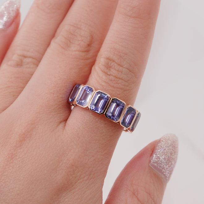 ETN-RS-25008-11.95 cts Octagon Fancy Sapphire Eternity Ring