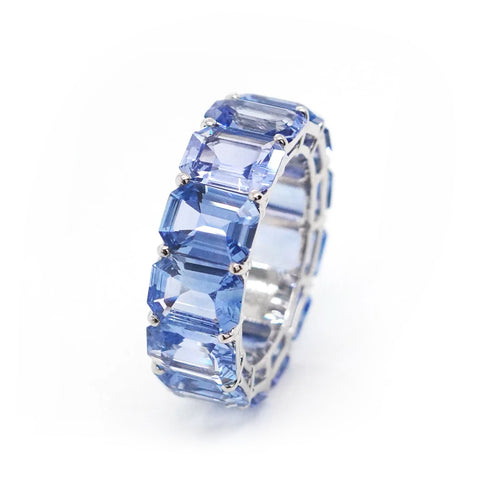17.99 cts Cushion Blue Sapphire Eternity Ring