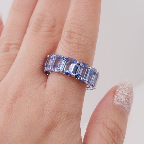 ETN-RS-25009-17.99 cts Cushion Blue Sapphire Eternity Ring
