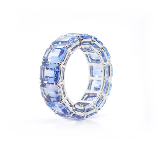 ETN-RS-25009-17.99 cts Cushion Blue Sapphire Eternity Ring