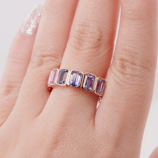 ETN-RS-25010-9.85 cts Octagon Fancy Sapphire Eternity Ring