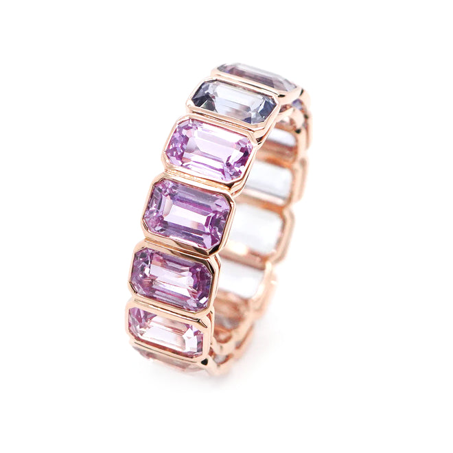 9.85 cts Octagon Fancy Sapphire Eternity Ring