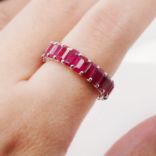 9.02 cts Octagon Ruby Eternity Ring