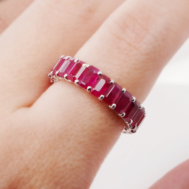 9.02 cts Octagon Ruby Eternity Ring