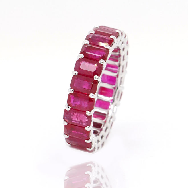 9.02 cts Octagon Ruby Eternity Ring
