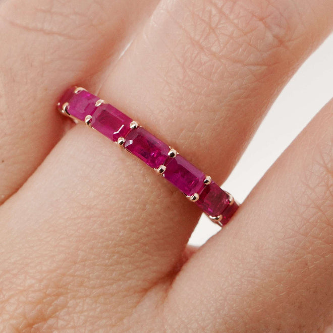 4.70 cts Burmese Octagon Ruby Eternity Ring