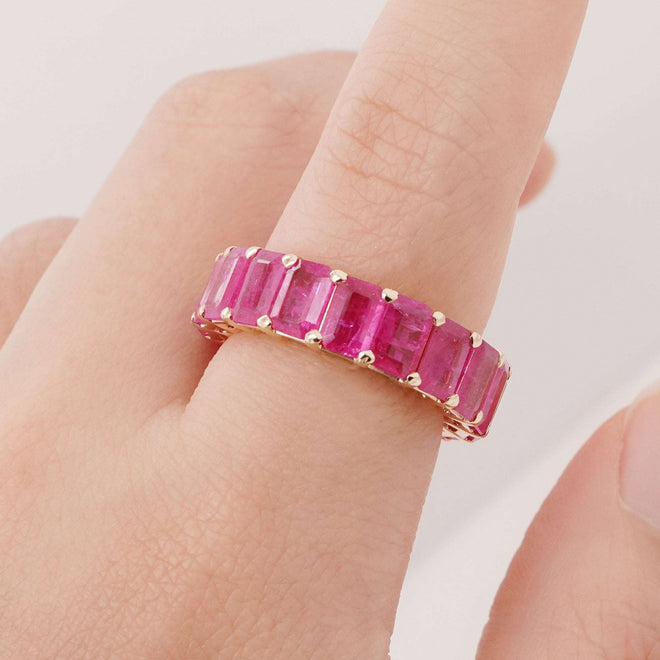12.38 cts Burmese Octagon Ruby Eternity Ring