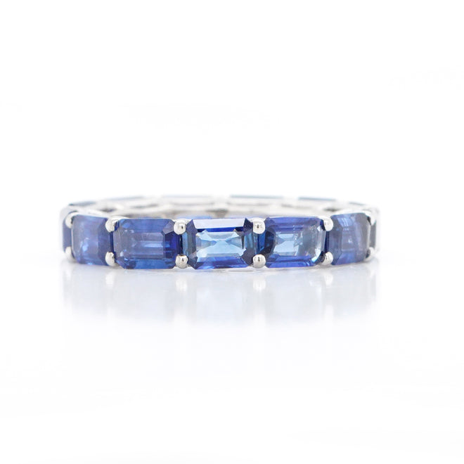 5.40 cts Octagon Blue Sapphire Eternity Ring
