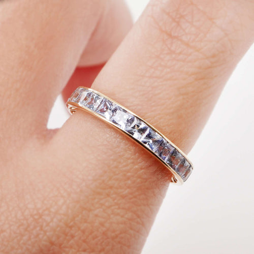 3.29 cts Princess Fancy Sapphire Eternity Ring