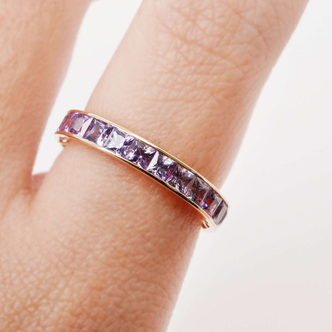3.22 cts Princess Fancy Sapphire Eternity Ring