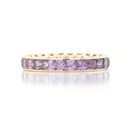 3.22 cts Princess Fancy Sapphire Eternity Ring