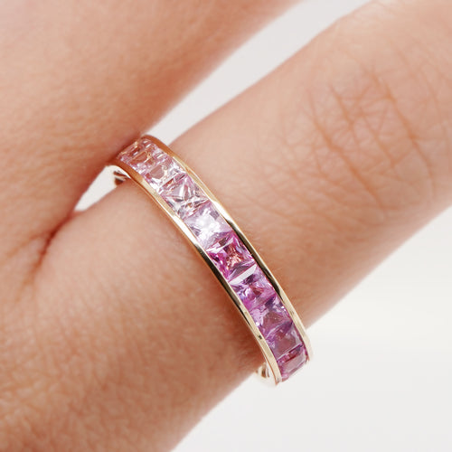 3.18 cts Princess Fancy Sapphire Eternity Ring