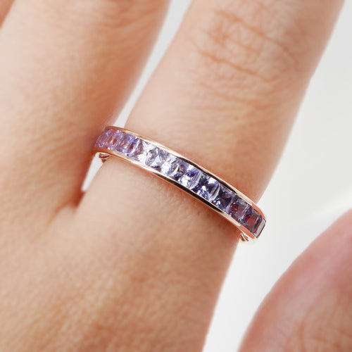 3.56 cts Princess Fancy Sapphire Eternity Ring